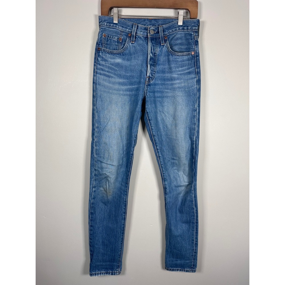 Levi's Premium 501 Skinny Jeans Chill Pill Wash Light Blue Denim Big E W25 L32